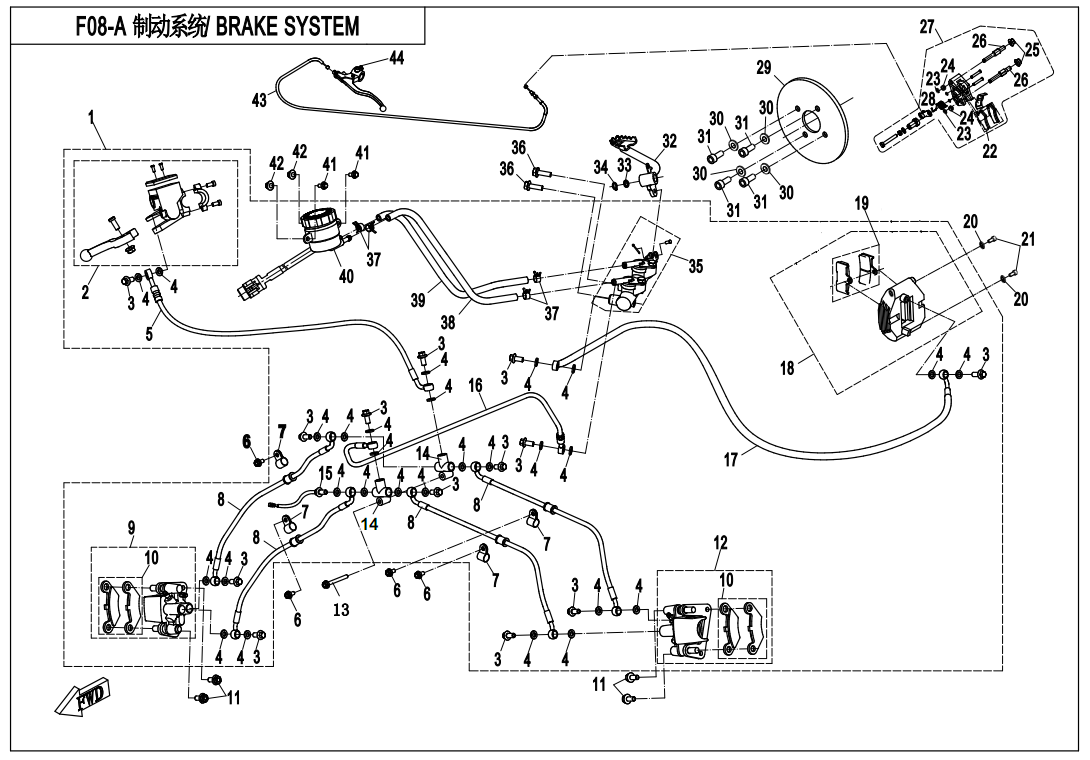 BRAKE SYSTEM(WITH T-JOINT HYDRAULIC BRAKE)