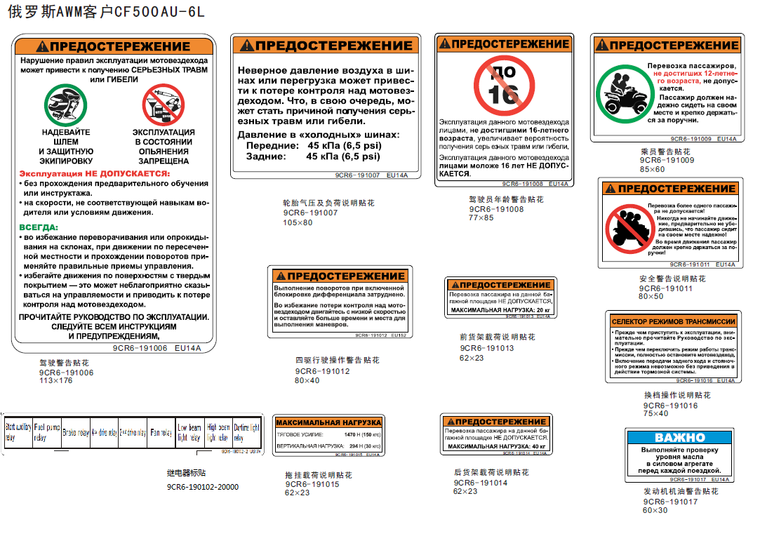 WARNING DECALS(RUSSIA)