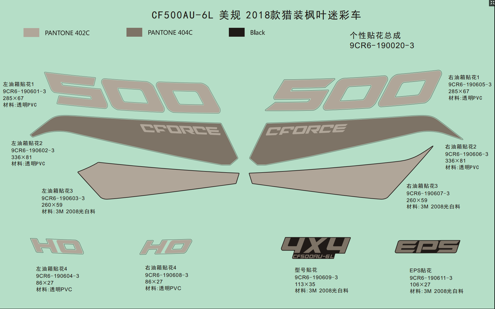 DECAL KIT(FOR TRUE TIMBER CAMO VEHICLE,USA)(2018)