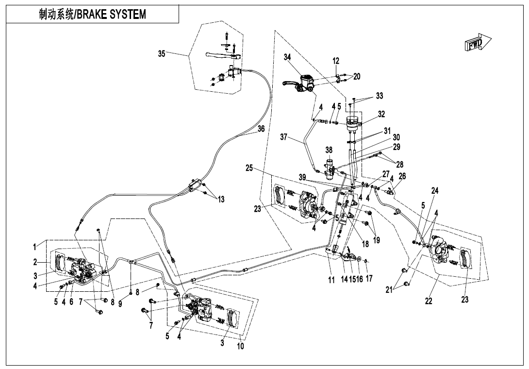 BRAKE SYSTEM(LH,ASSEMBLED,ORDINARY)