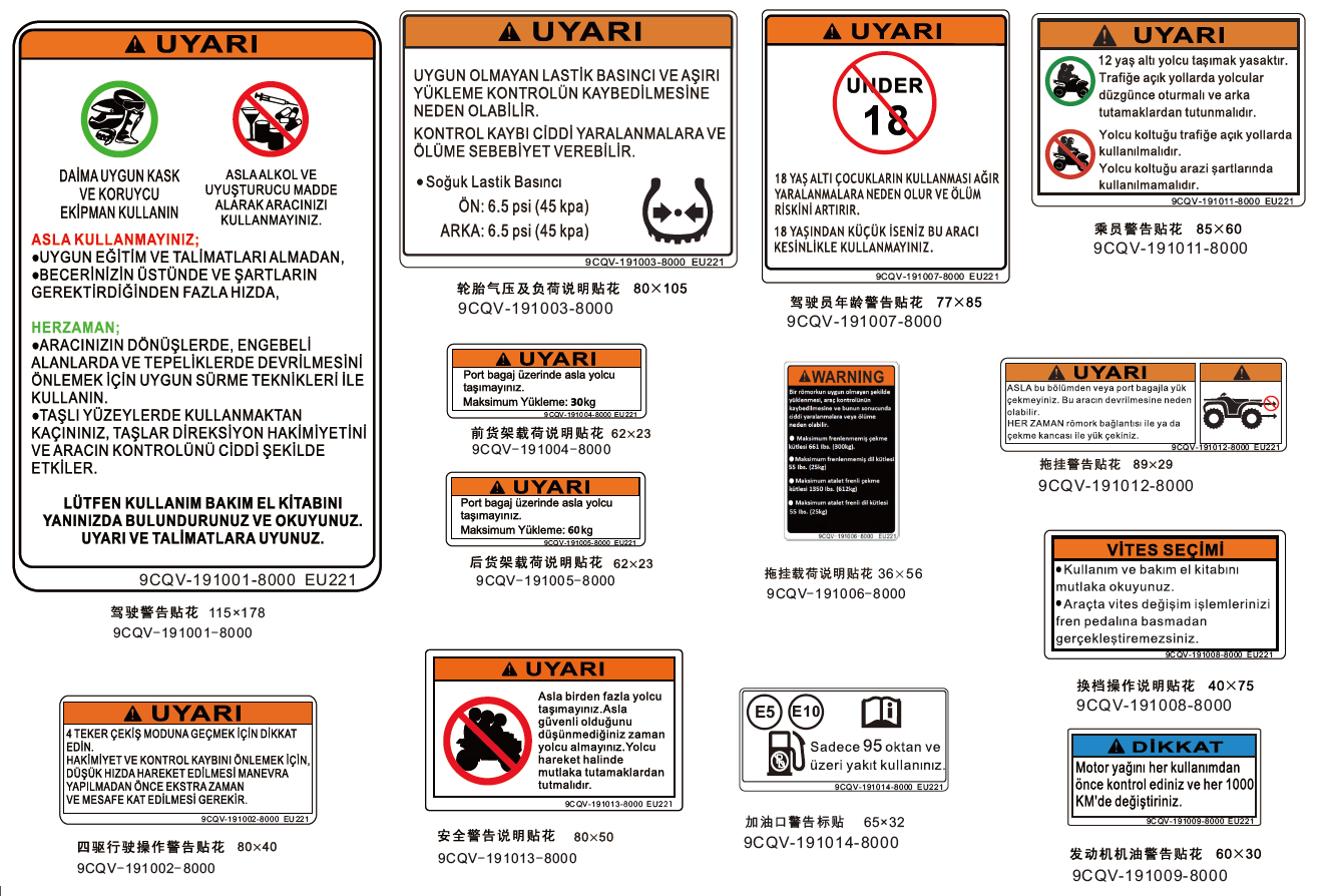 WARNING DECAL(Turkey)