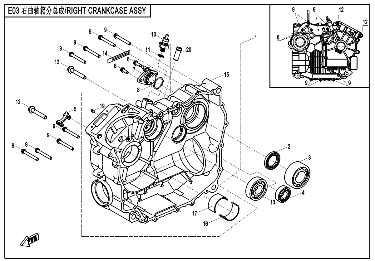 RIGHT CRANKCASE ASSYï¼OLDï¼