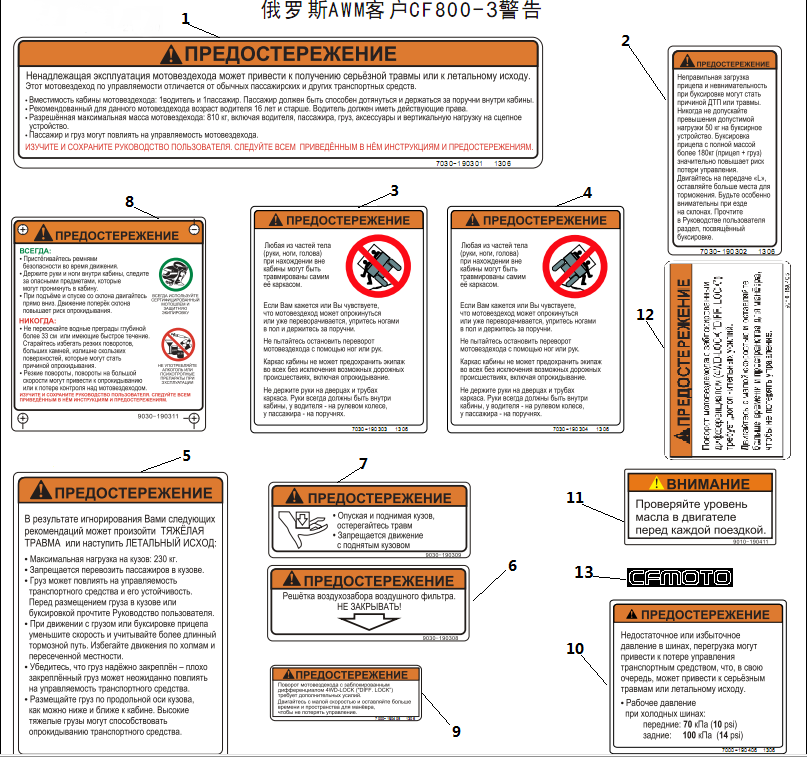 RUSSIAN WARNING DECALS