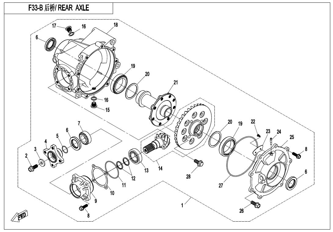 REAR AXLE（NO DIFFERENTIAL）