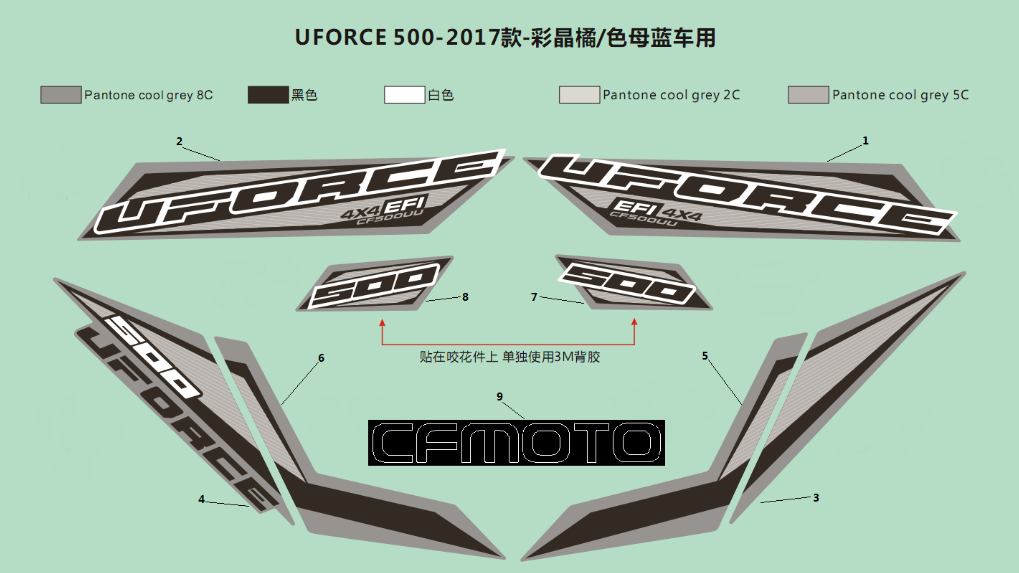 2017 MODELS USA CRYSTAL ORANGE/INJECTED BLUE DECALS