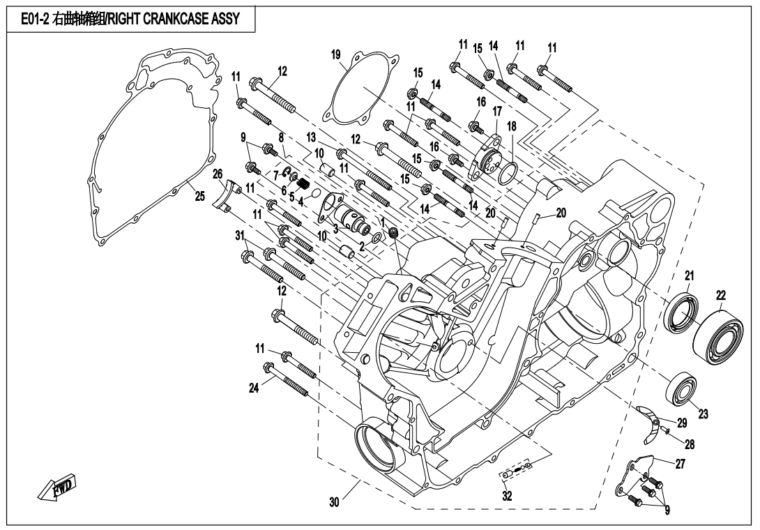 RIGHT CRANKCASE ASSY.