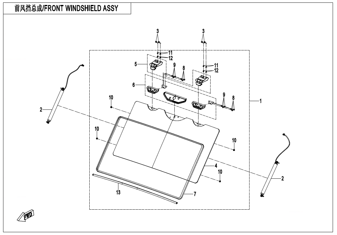 FRONT WINDSHIELD ASSY