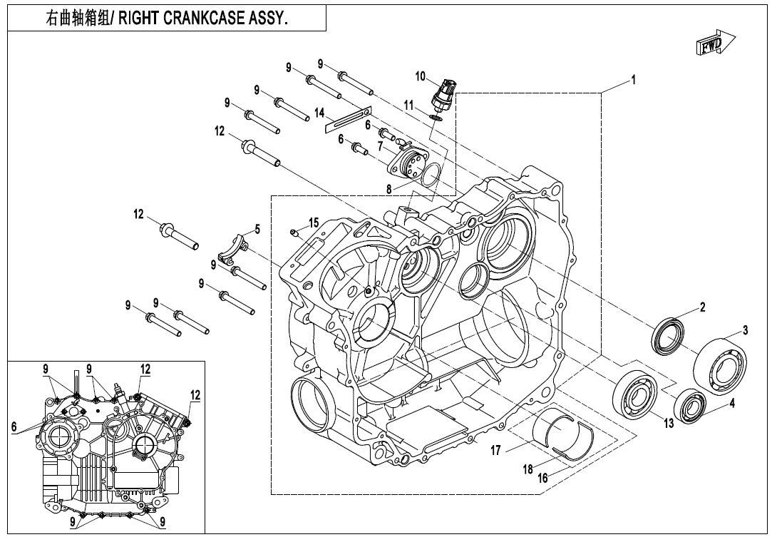 RIGHT CRANKCASE ASSY