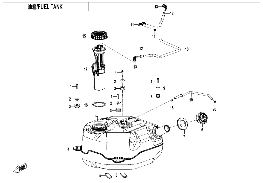 FUEL TANK(FOR NON FUEL EVAPORATION SYSTEM)
