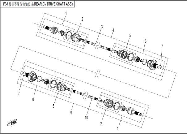 REAR CV DRIVE SHAFT ASSY.
