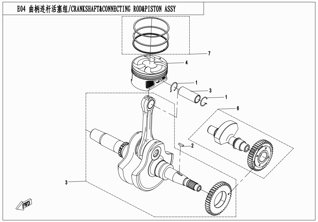CRANKSHAFT@^CONNECTING GOD@^PISTON ASSY