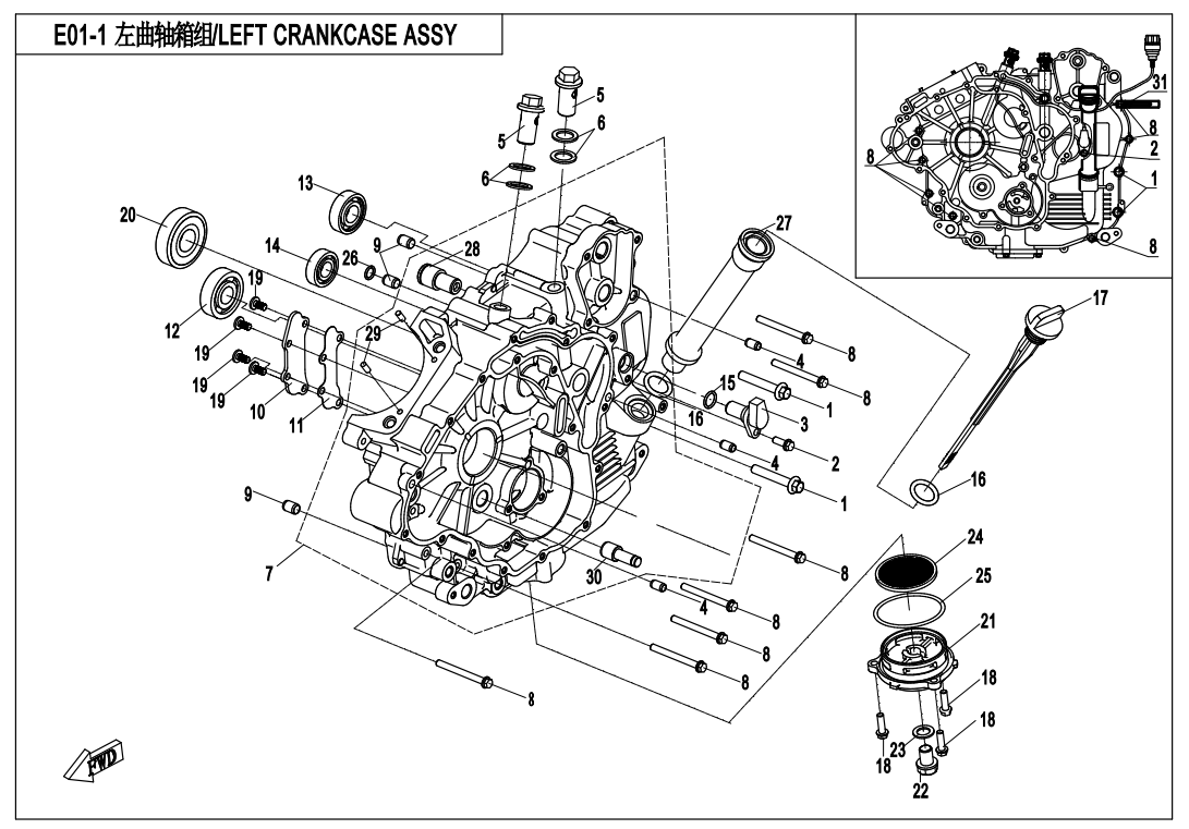 LEFT CRANKCASE ASSY.