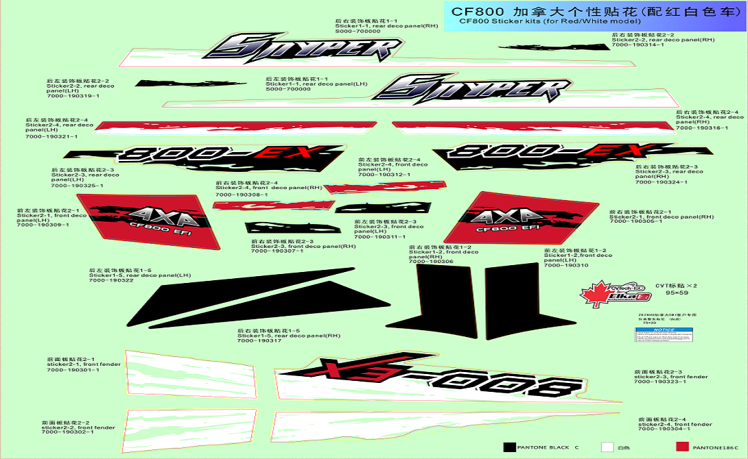 DECAL KITS(CA,RED AND WHITE)