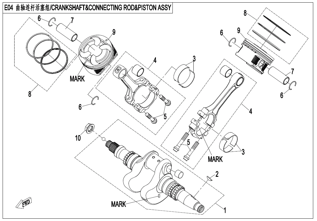 CRANKSHAFT @^ CONNETING ROD @^ PISTON ASSY