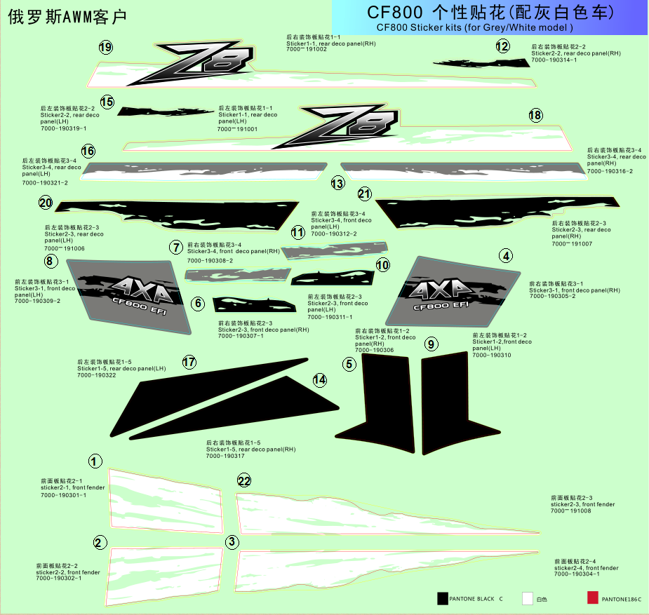 DECAL KITS (RUSSIA, GRAY AND WHITE VEHICLE)