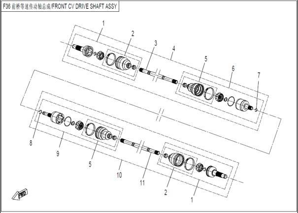 FRONT CV DRIVE SHAFT ASSY.