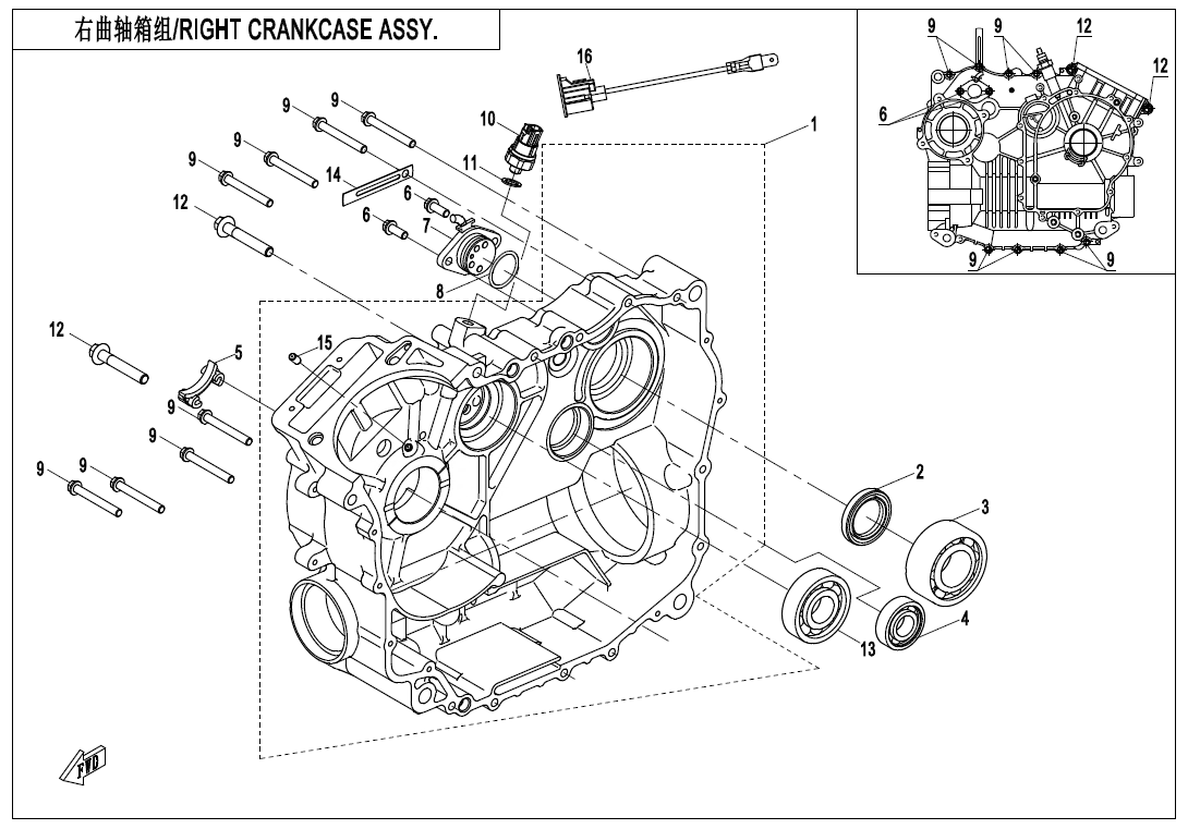 RIGHT CRANKCASE ASSY