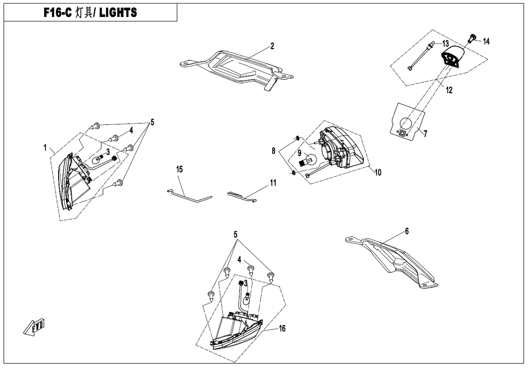 LIGHTS (USA, WITHOUT TURN LIGHT)