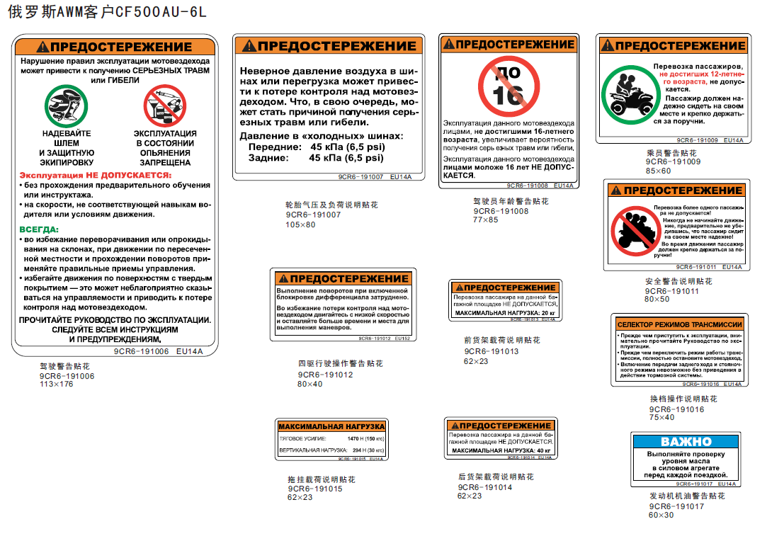WARNING DECALS(RUSSIA)