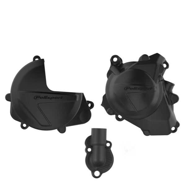 KIT PROTECTOR TAPA EMBRAGUE + ENCENDIDO + BOMBA AGUA HONDA CRF450R/RX (17-24) Negro
