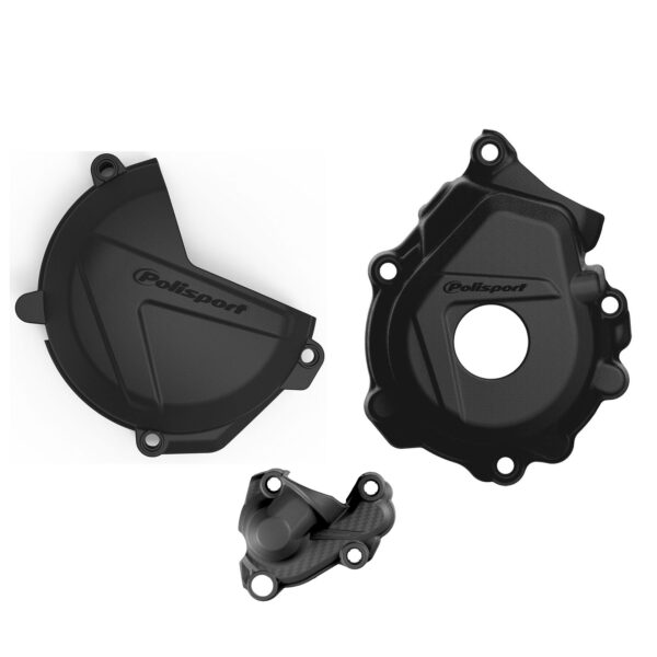 KIT PROTECTOR TAPA EMBRAGUE + ENCENDIDO + BOMBA AGUA KTM SXF/XCF HUSQVARNA FC 250/350 (16-22) Negro