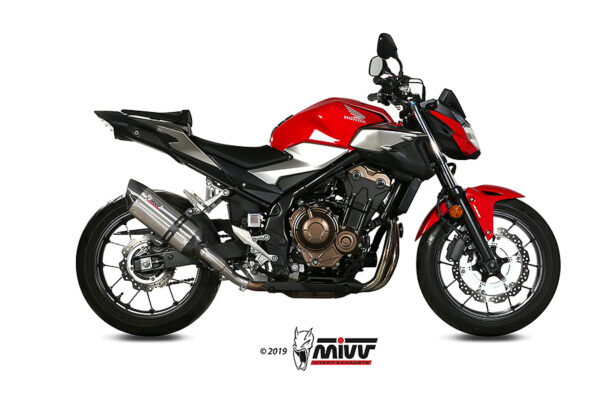 Escape Mivv Slip-On Suono St. Steel con tapa carbono Honda CB 500 F 2019-24