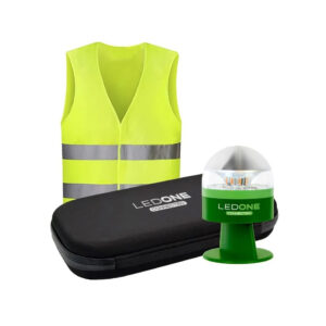KIT DE EMERGENCIA CON BALIZA V16 LEDONE + CHALECO REFLECTANTE + ESTUCHE