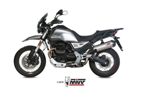 Escape Mivv Slip-On Oval titan con tapa carbono Moto Guzzi V85 TT 2019-24