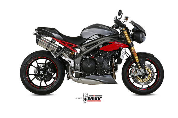 Escape Mivv 2 Slip-On Suono St. Steel con tapa carbono Triumph Speed Triple 2016-17