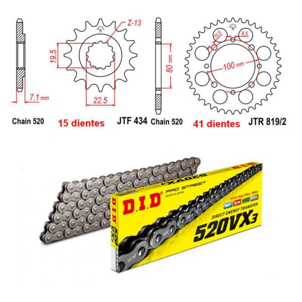 Kit Transmision Did Suzuki Tu250 X 98-00 Vx3